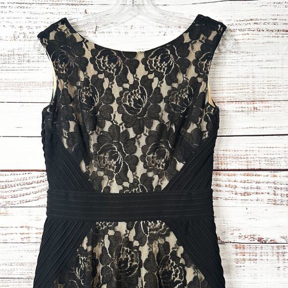 Danny and Nicole Black Lace Overlay Fit and Flare Cocktail Dress, EUC, Size 6 - Picture 3 of 9